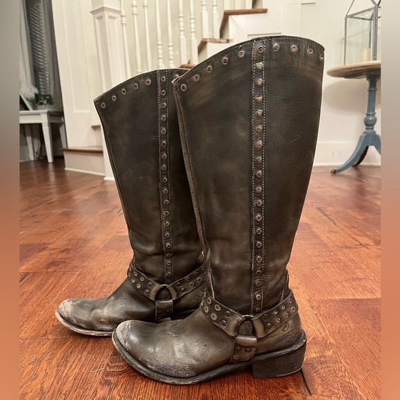 Bronx Linus Studded Tall Harness Leather Riding Boots - Picture 14 of 14